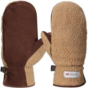 ⚡Women's Camel Genuine Suede Outdoor Mitt Thermal Lined Finger Liners Mitten